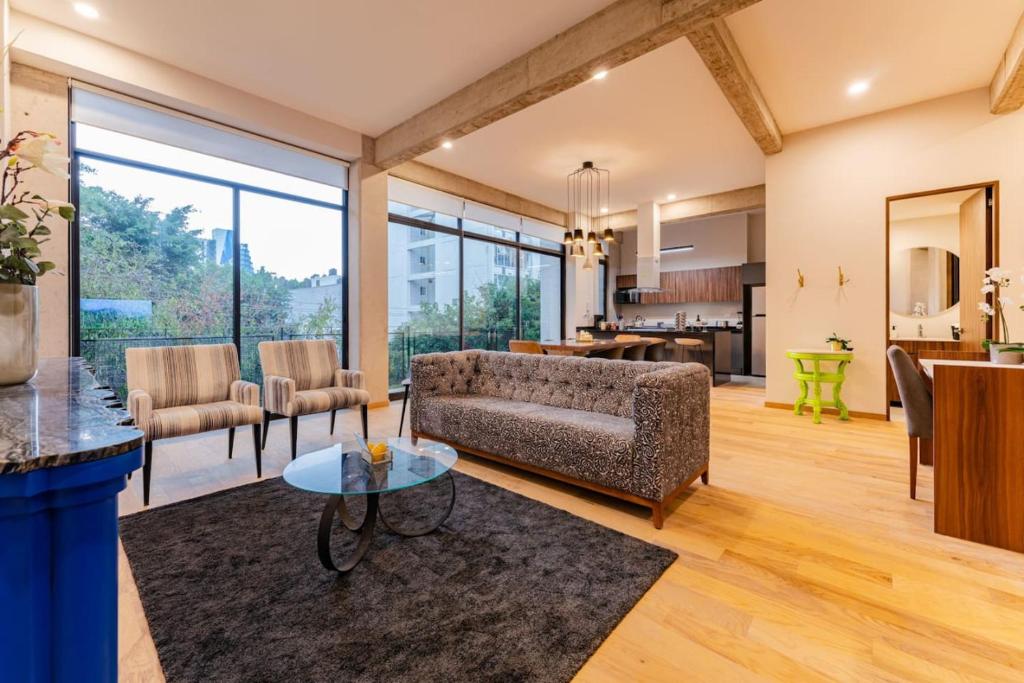 Modern Art Filled Home with Large Living Space and City Views